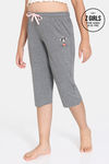 Rosaline Girls Disney Knit Cotton Capri - Anthra Melange — thumbnail 1